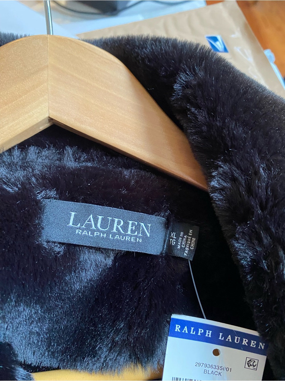 Ralph Lauren Black Faux Leather Shearling Moto Jacket - Picture 3 of 7